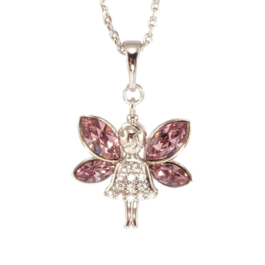 Кулон Xuping цвет Родий с кр-ми Swarovski на цепочке Фея с кристаллами Amethyst дл. 34-39см х 1мм фото №1 Кулон Xuping цвет Родий с кр-ми Swarovski на цепочке Фея с кристаллами Amethyst дл. 34-39см х 1мм фото №1