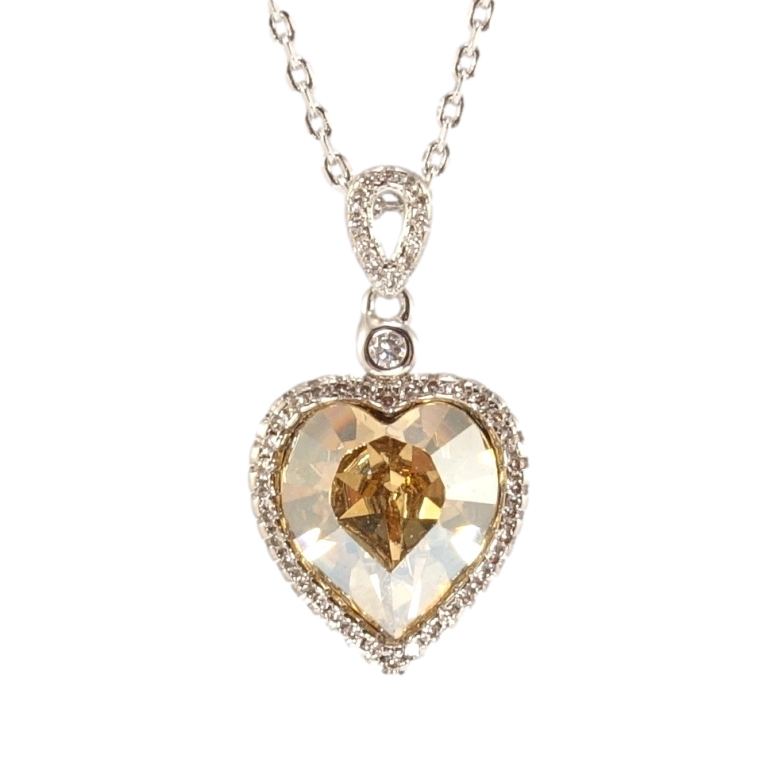 Кулон Xuping колір Родій із кр-ми Swarovski на ланцюжку Серце Golden Shadow в обрамленні кристалів дл. 39-44см х 1мм фото №18
