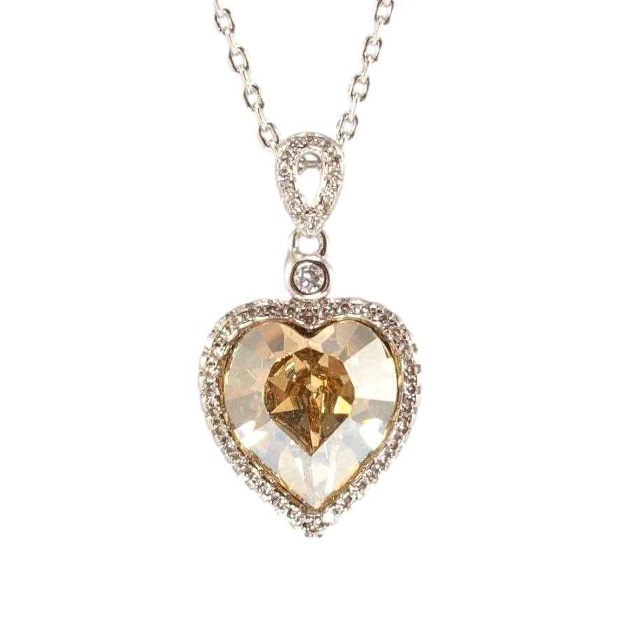 Кулон Xuping колір Родій із кр-ми Swarovski на ланцюжку Серце Golden Shadow в обрамленні кристалів дл. 39-44см х 1мм фото №1