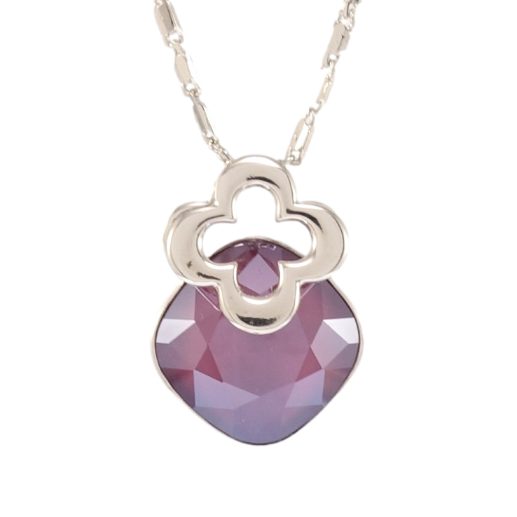 Кулон Xuping колір Родій з кр-ми Swarovski на ланцюжку Кристал Dark Red з квіточкою дл. 39-44см х 2мм фото №2 Кулон Xuping колір Родій з кр-ми Swarovski на ланцюжку Кристал Dark Red з квіточкою дл. 39-44см х 2мм фото №2