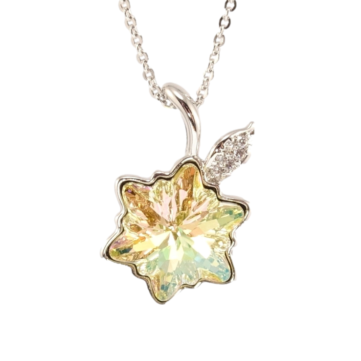 Кулон Xuping колір Родій з кр-ми Swarovski на ланцюжку Кристальна квіточка Citrine Shimmer дл. 40.5-45.5см х 1мм фото №17