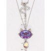 Кулон Xuping колір Родій з кр-ми Swarovski на ланцюжку Кішка з кристалами АВ та Burgundy Delite дл. 34,5-39,5см х фото №2 Кулон Xuping колір Родій з кр-ми Swarovski на ланцюжку Кішка з кристалами АВ та Burgundy Delite дл. 34,5-39,5см х фото №2