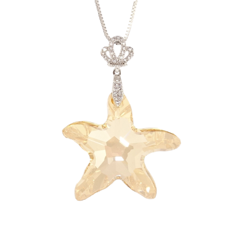 Кулон Xuping колір Родій з кр-ми Swarovski на ланцюжку Кристальна зірка Golden Shadow дл. 40-45см х 1мм фото №1 Кулон Xuping колір Родій з кр-ми Swarovski на ланцюжку Кристальна зірка Golden Shadow дл. 40-45см х 1мм фото №1