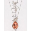 Кулон Xuping цвет Родий с кр-ми Swarovski на цепочке Кристальная капелька Padparadscha с листиком дл. фото №2 Кулон Xuping цвет Родий с кр-ми Swarovski на цепочке Кристальная капелька Padparadscha с листиком дл. фото №2