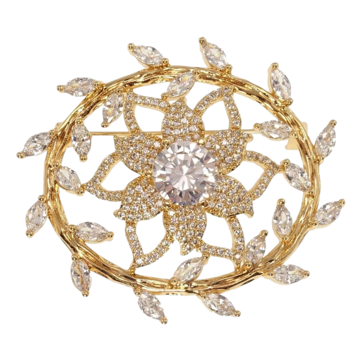 Брошь Xuping Позолота 18K Изящный цветок с инкрустацией цирконием фото №3 Брошь Xuping Позолота 18K Изящный цветок с инкрустацией цирконием фото №3