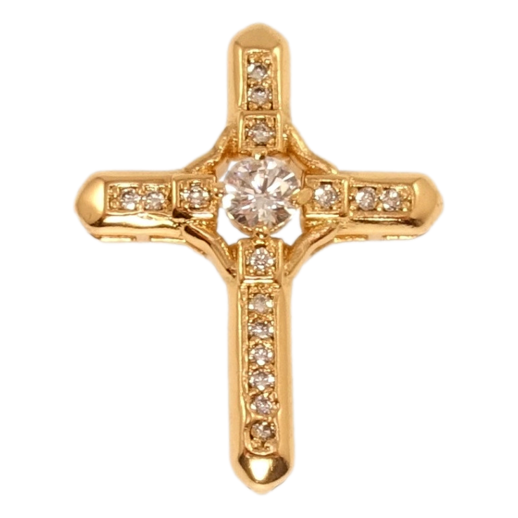 Кулон Xuping Позолота 18K Декоративный Крест с инкрустацией цирконием маленькая петелька фото №7