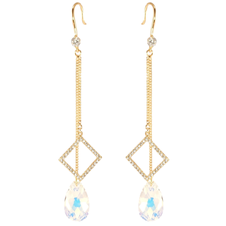 Сережки Xuping колір 18K з кристалами Swarovski французький замок Підвіски з кристалом Shimmer і ромбом на фото №17 Сережки Xuping колір 18K з кристалами Swarovski французький замок Підвіски з кристалом Shimmer і ромбом на фото №17