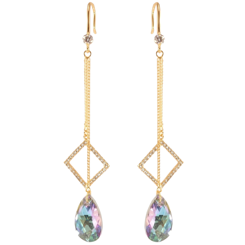 Сережки Xuping колір 18K з кристалами Swarovski французький замок Підвіски з кристалом Paradis і ромбом на фото №11