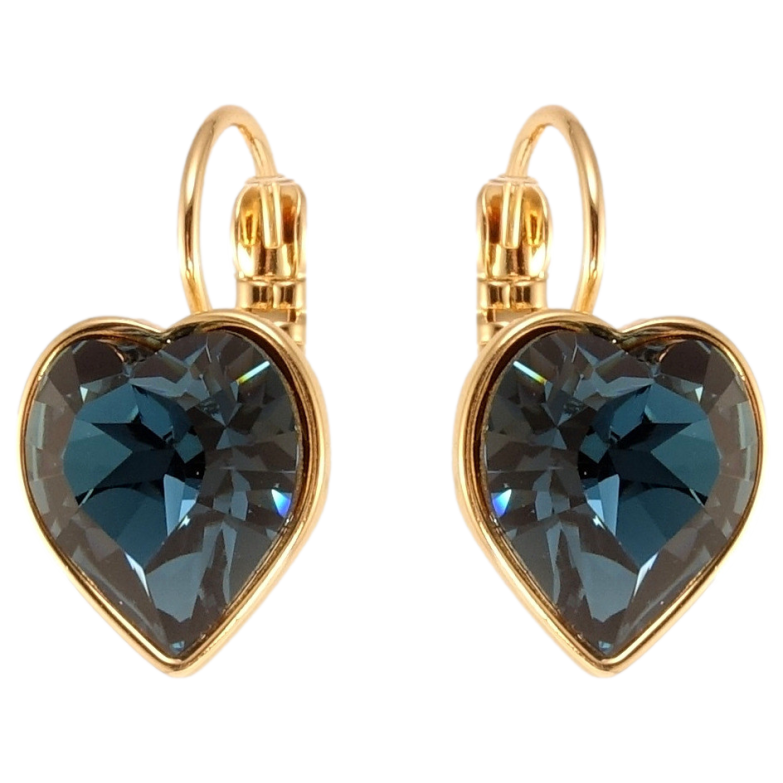 Сережки Xuping колір 18K з кристалами Swarovski французький замок Кристальні серця Montana фото №2 Сережки Xuping колір 18K з кристалами Swarovski французький замок Кристальні серця Montana фото №2