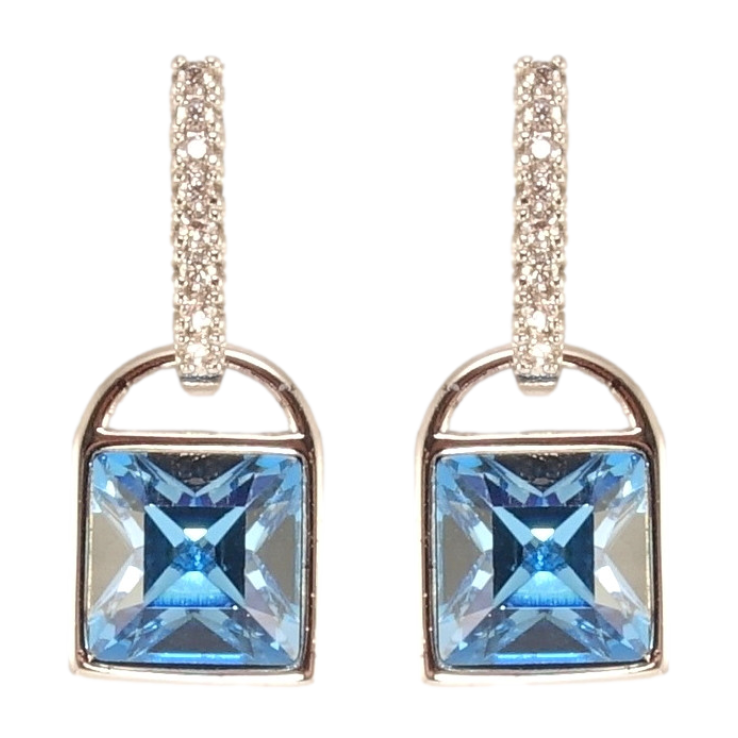 Сережки Xuping колір Родій з кристалами Swarovski пусети Замочки з кристалами Aquamarine фото №16 Сережки Xuping колір Родій з кристалами Swarovski пусети Замочки з кристалами Aquamarine фото №16