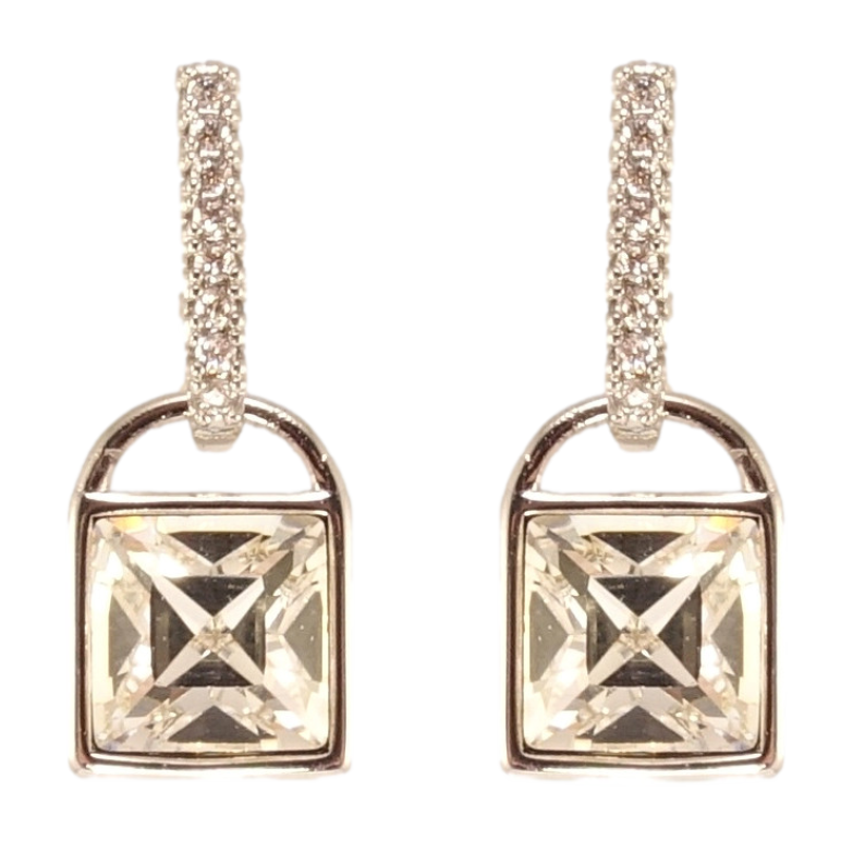Сережки Xuping колір Родій з кристалами Swarovski пусети Замочки з кристалами Clear фото №10
