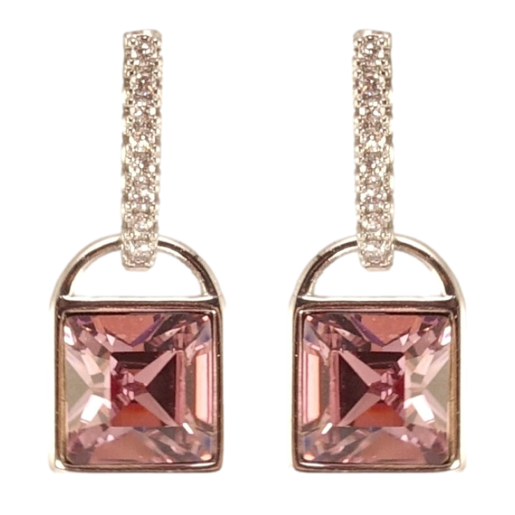 Сережки Xuping колір Родій з кристалами Swarovski пусети Замочки з кристалами Antique Pink фото №17 Сережки Xuping колір Родій з кристалами Swarovski пусети Замочки з кристалами Antique Pink фото №17