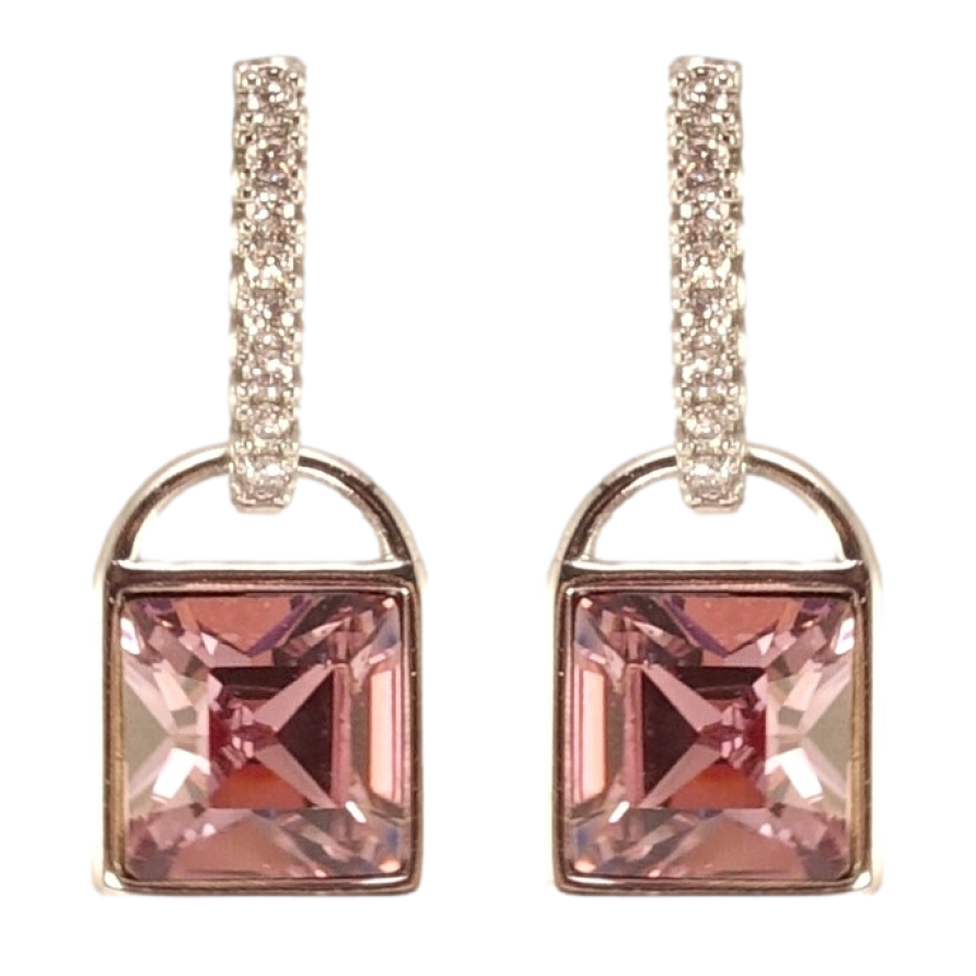 Сережки Xuping колір Родій з кристалами Swarovski пусети Замочки з кристалами Antique Pink фото №1 Сережки Xuping колір Родій з кристалами Swarovski пусети Замочки з кристалами Antique Pink фото №1