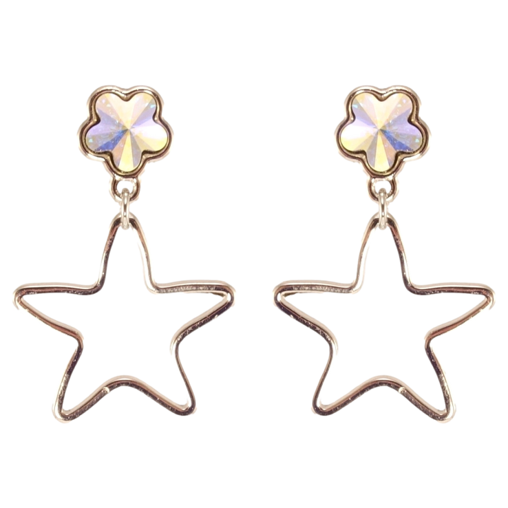 Сережки Xuping колір Родій з кристалами Swarovski пусети Зірочки з кристалами АВ фото №14
