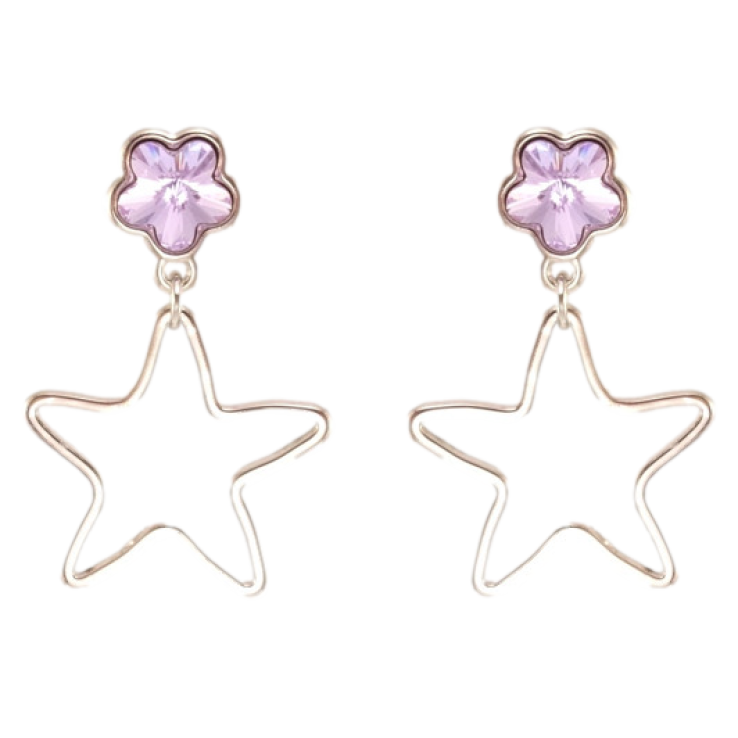 Сережки Xuping колір Родій з кристалами Swarovski пусети Зірочки з кристалами Provence Lavender фото №15