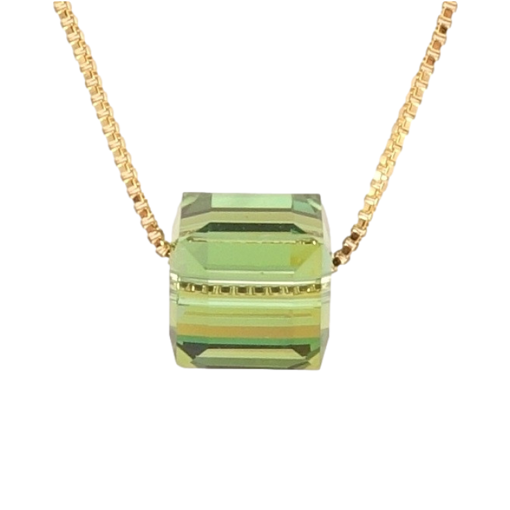 Кулон Xuping колір 18K з кр-ми Swarovski на ланцюжку Кристальний куб Peridot Shimmer 6х6мм довжина 42-47см х фото №12