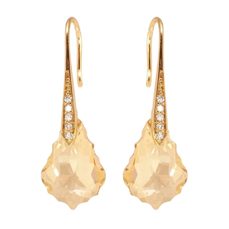 Серьги Xuping цвет 18K с кристаллами Swarovski французский замок Фигурные кристаллы Light Topaz на фото №18