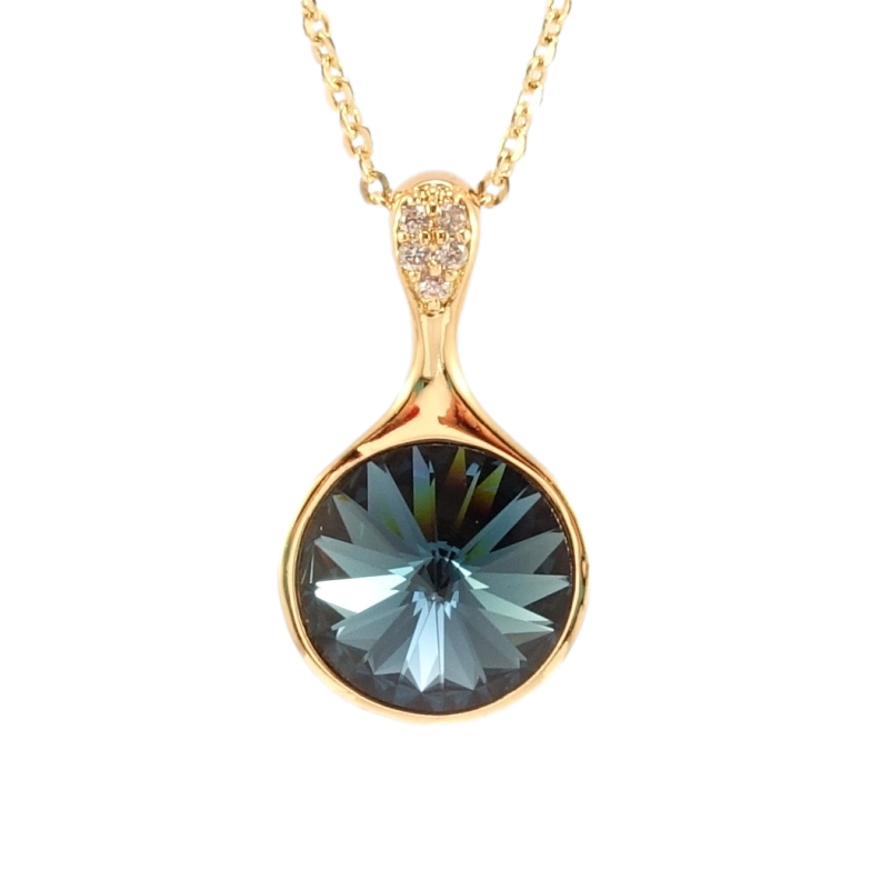Кулон Xuping колір 18K з кр-ми Swarovski на ланцюжку Кристал Montana довжина 41-46см х 1мм фото №2 Кулон Xuping колір 18K з кр-ми Swarovski на ланцюжку Кристал Montana довжина 41-46см х 1мм фото №2