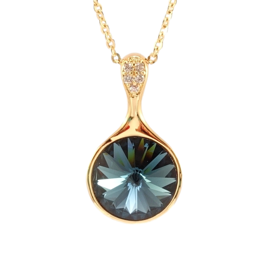 Кулон Xuping цвет 18K с кр-ми Swarovski на цепочке Кристалл Montana длина 41-46см х 1мм фото №1 Кулон Xuping цвет 18K с кр-ми Swarovski на цепочке Кристалл Montana длина 41-46см х 1мм фото №1