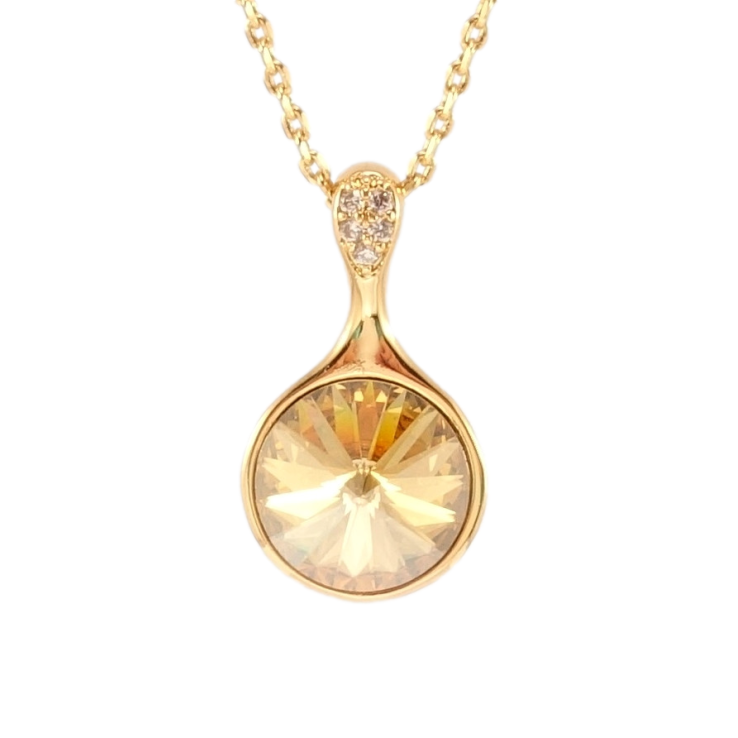 Кулон Xuping цвет 18K с кр-ми Swarovski на цепочке Кристалл Golden Shadow длина 39-44см х 1мм фото №2 Кулон Xuping цвет 18K с кр-ми Swarovski на цепочке Кристалл Golden Shadow длина 39-44см х 1мм фото №2