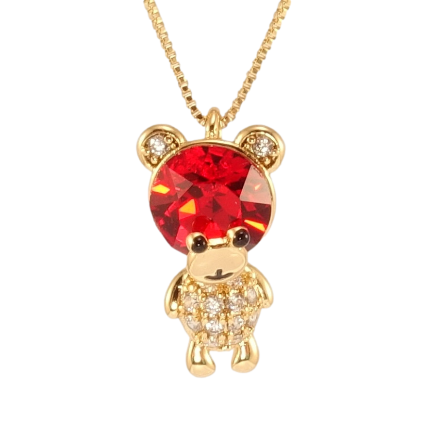 Кулон Xuping колір 18K з кр-ми Swarovski на ланцюжку Ведмедик з кристалом Light Siam довжина 41-46см х 1мм фото №1 Кулон Xuping колір 18K з кр-ми Swarovski на ланцюжку Ведмедик з кристалом Light Siam довжина 41-46см х 1мм фото №1