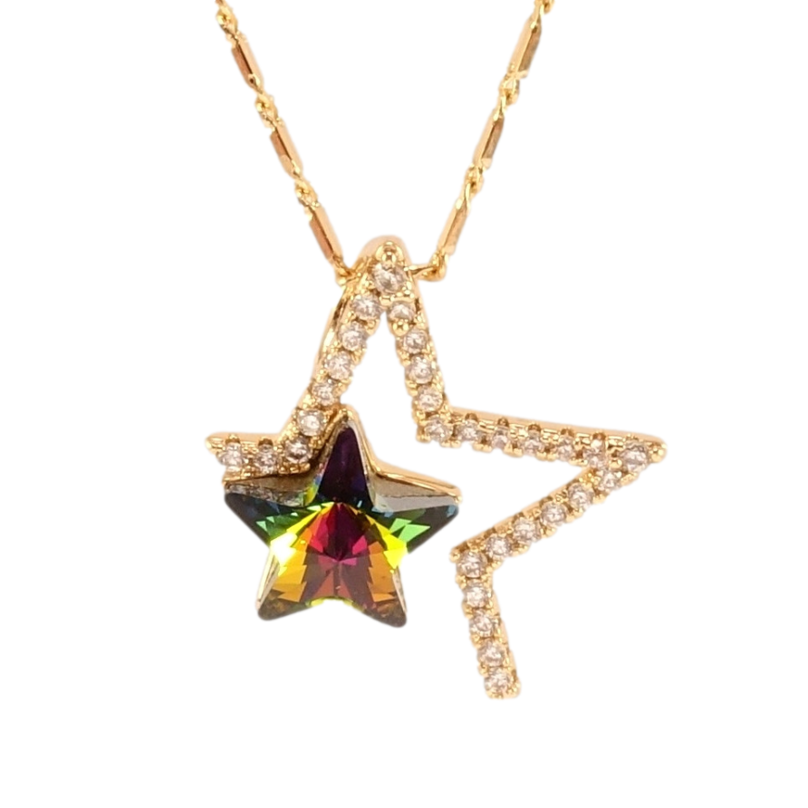 Кулон Xuping колір 18K з кр-ми Swarovski на ланцюжку Зірка з кристалом Vitrail Medium довжина 40-45см х фото №1