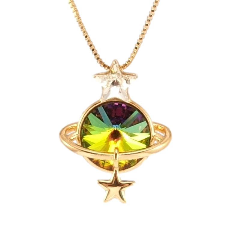 Кулон Xuping цвет 18K с кр-ми Swarovski на цепочке Сатурн кристалл Vitrail Medium длина 39-45см х 1мм фото №2