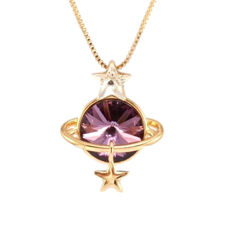 Кулон Xuping колір 18K з кр-ми Swarovski на ланцюжку Сатурн кристал Amethyst довжина 39-44см х 1мм фото №15 Кулон Xuping колір 18K з кр-ми Swarovski на ланцюжку Сатурн кристал Amethyst довжина 39-44см х 1мм фото №15