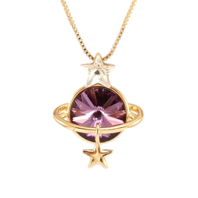 Кулон Xuping цвет 18K с кр-ми Swarovski на цепочке Сатурн кристалл Amethyst длина 39-44см х 1мм фото №3