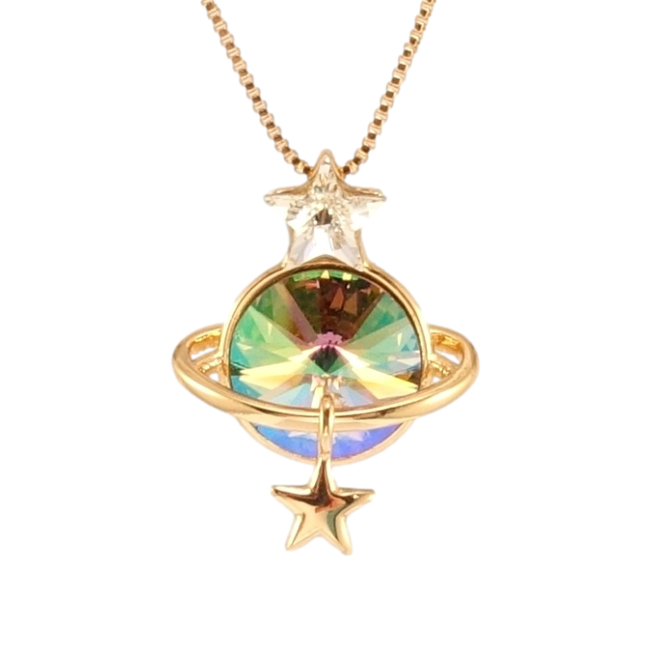 Кулон Xuping колір 18K з кр-ми Swarovski на ланцюжку Сатурн кристал Erinite Shimmer довжина 39-44см х 1мм фото №10