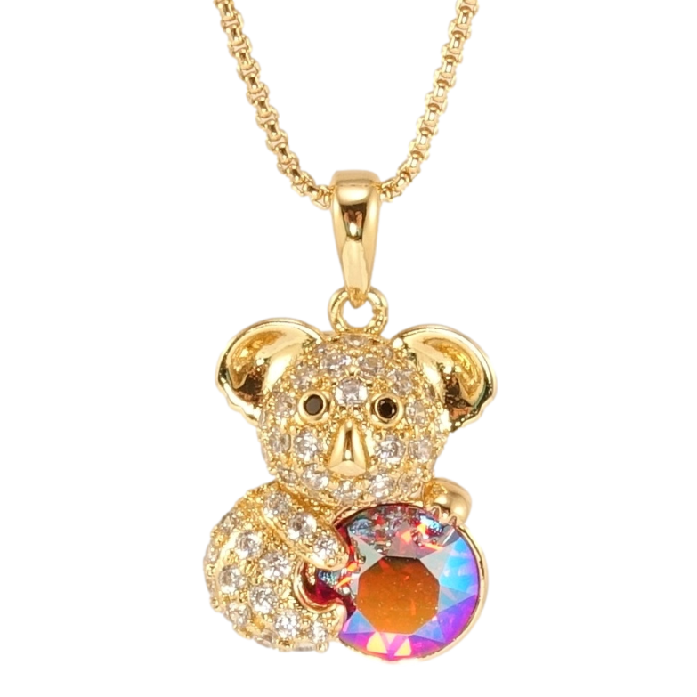 Кулон Xuping колір 18K з кр-ми Swarovski на ланцюжку Коала з кристалом Rose AB довжина 40-45см х 1мм фото №2
