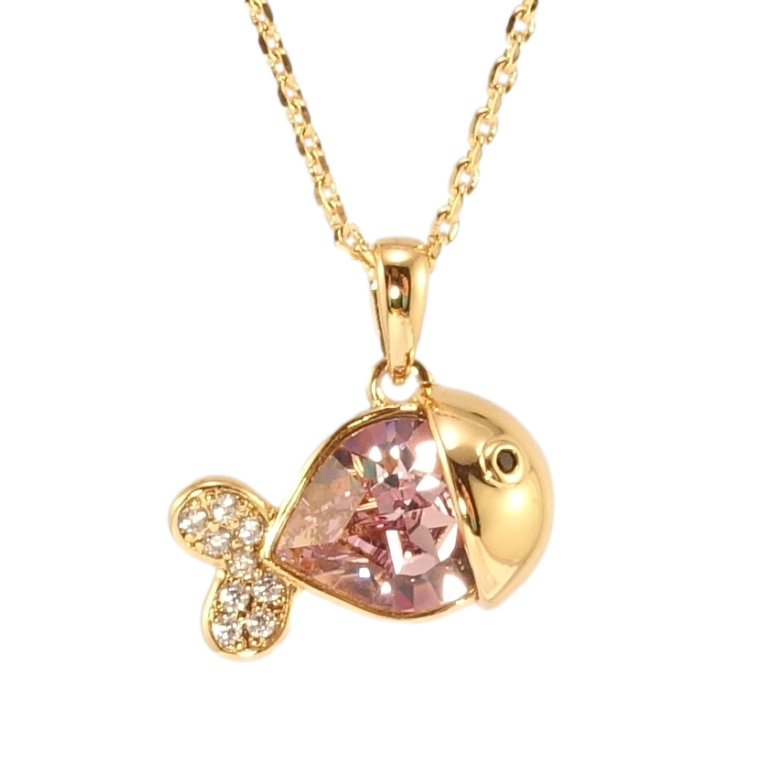 Кулон Xuping колір 18K з кр-ми Swarovski на ланцюжку Рибка з кристалом Rose довжина 39-44см х 1мм фото №2