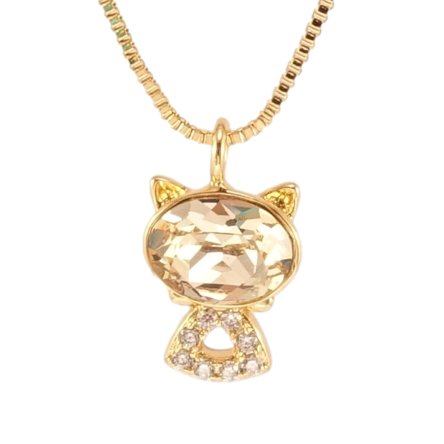 Кулон Xuping колір 18K з кр-ми Swarovski на ланцюжку Кішка з кристалом Moonlight довжина 39-44см х 1мм фото №1