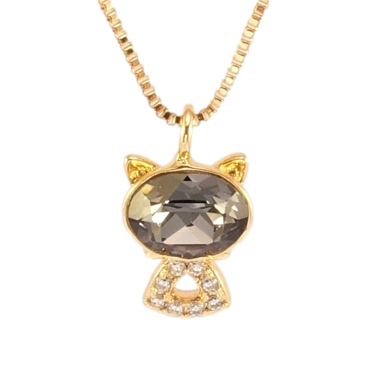 Кулон Xuping колір 18K з кр-ми Swarovski на ланцюжку Кішка з кристалом Silver Night довжина 40-45см х 1мм фото №3 Кулон Xuping колір 18K з кр-ми Swarovski на ланцюжку Кішка з кристалом Silver Night довжина 40-45см х 1мм фото №3