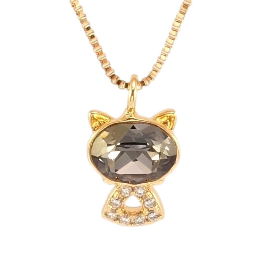 Кулон Xuping колір 18K з кр-ми Swarovski на ланцюжку Кішка з кристалом Silver Night довжина 40-45см х 1мм фото №1 Кулон Xuping колір 18K з кр-ми Swarovski на ланцюжку Кішка з кристалом Silver Night довжина 40-45см х 1мм фото №1