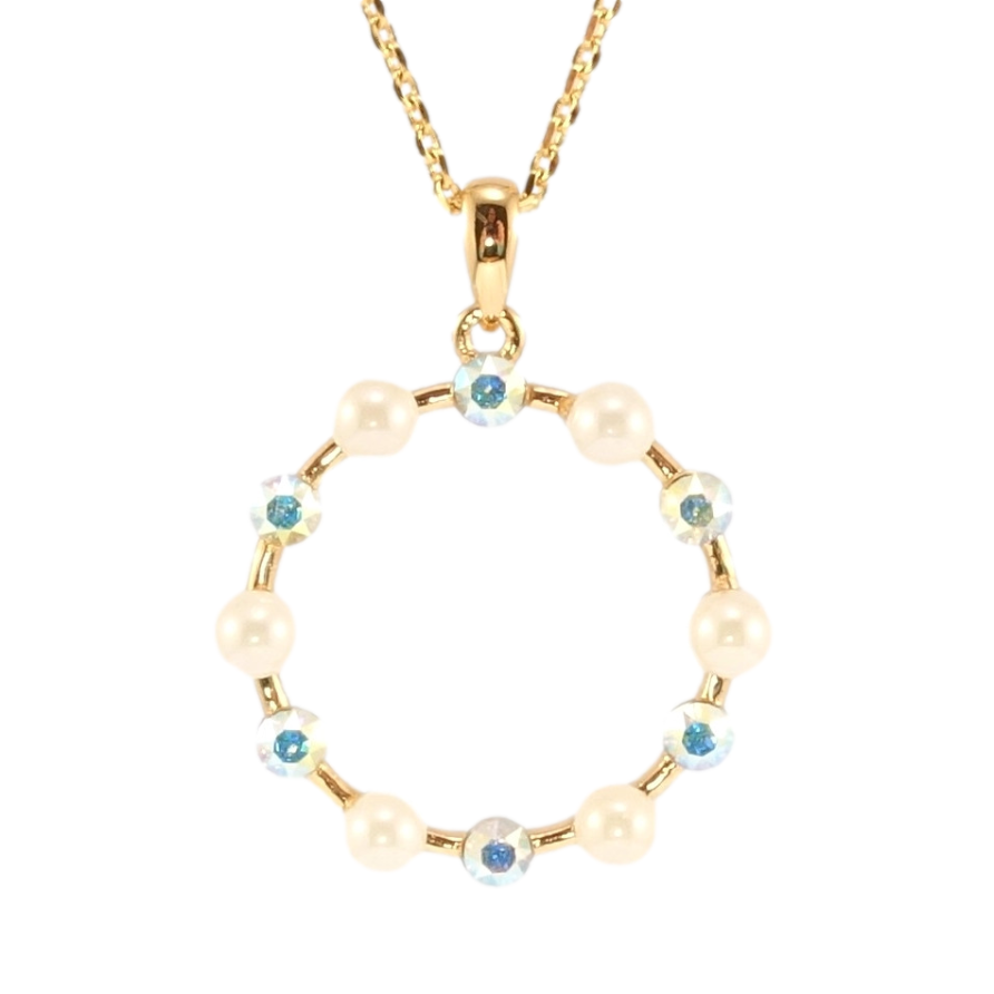 Кулон Xuping цвет 18K с кр-ми Swarovski на цепочке Веночек с кристаллом АВ и жемчужинами длина 40-45см х фото №1