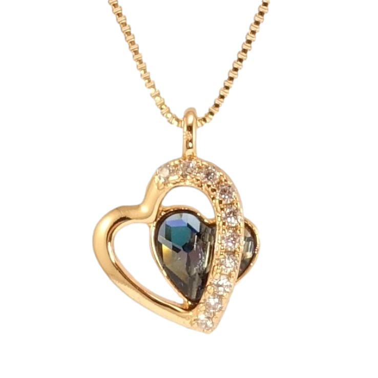 Кулон Xuping колір 18K з кр-ми Swarovski на ланцюжку Сердечки з кристалом Montana довжина 40-45см х 1мм фото №9