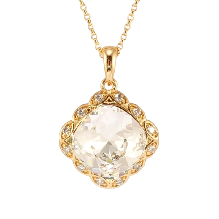 Кулон Xuping цвет 18K с кр-ми Swarovski на цепочке Кристалл Clear в ромбовой оправе длина 39-44см х 1мм фото №3 Кулон Xuping цвет 18K с кр-ми Swarovski на цепочке Кристалл Clear в ромбовой оправе длина 39-44см х 1мм фото №3
