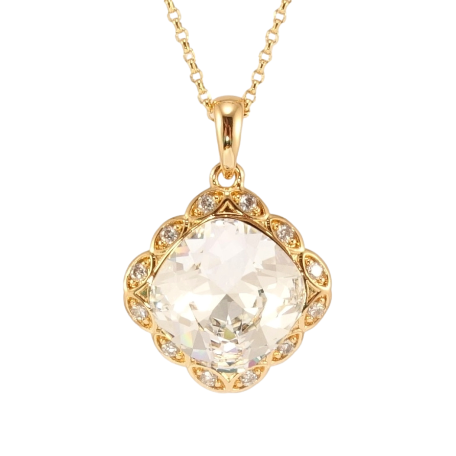 Кулон Xuping колір 18K з кр-ми Swarovski на ланцюжку Кристал Clear у ромбовій оправі довжина 39-44см х 1мм фото №1 Кулон Xuping колір 18K з кр-ми Swarovski на ланцюжку Кристал Clear у ромбовій оправі довжина 39-44см х 1мм фото №1