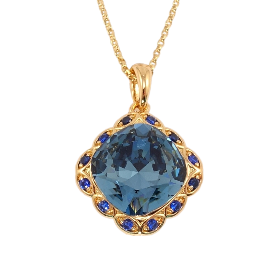 Кулон Xuping цвет 18K с кр-ми Swarovski на цепочке Кристалл Montana в ромбовой оправе длина 39-44см х фото №1 Кулон Xuping цвет 18K с кр-ми Swarovski на цепочке Кристалл Montana в ромбовой оправе длина 39-44см х фото №1