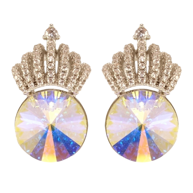 Сережки Xuping колір Родій з кристалами Swarovski пусети Кристали АВ з короною фото №7 Сережки Xuping колір Родій з кристалами Swarovski пусети Кристали АВ з короною фото №7