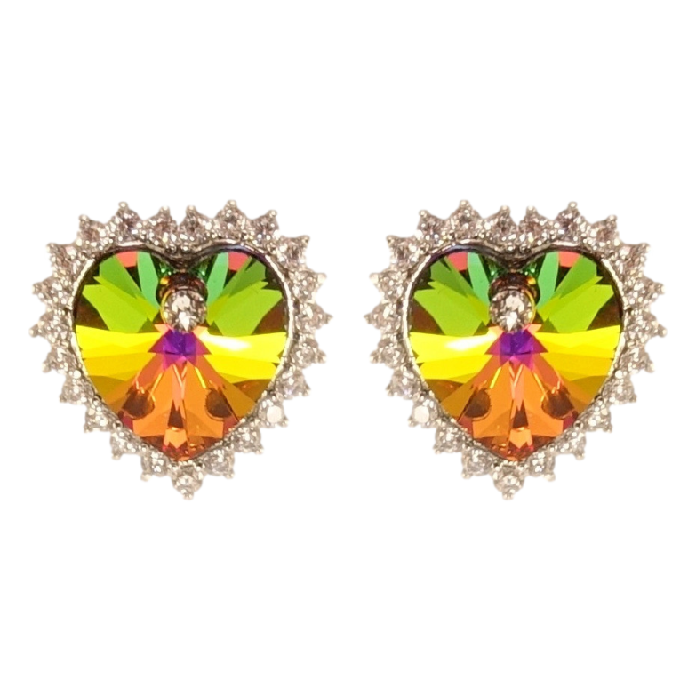Сережки Xuping колір Родій з кристалами Swarovski пусети Сердечка Vitrail Medium в обрамленні кристалів фото №2 Сережки Xuping колір Родій з кристалами Swarovski пусети Сердечка Vitrail Medium в обрамленні кристалів фото №2