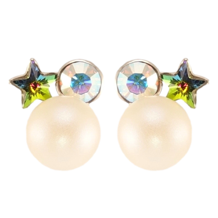Сережки Xuping колір Родій з кристалами Swarovski пусети Перлина з кристалами Vitrail Medium та АВ фото №9 Сережки Xuping колір Родій з кристалами Swarovski пусети Перлина з кристалами Vitrail Medium та АВ фото №9