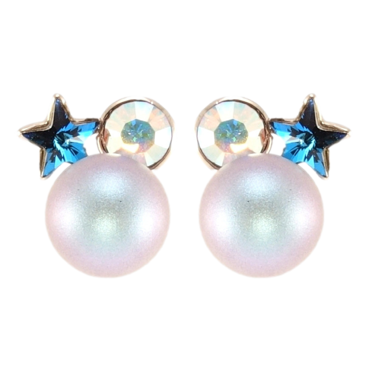 Сережки Xuping колір Родій з кристалами Swarovski пусети Перлина з кристалами Capri Blue та АВ фото №10 Сережки Xuping колір Родій з кристалами Swarovski пусети Перлина з кристалами Capri Blue та АВ фото №10