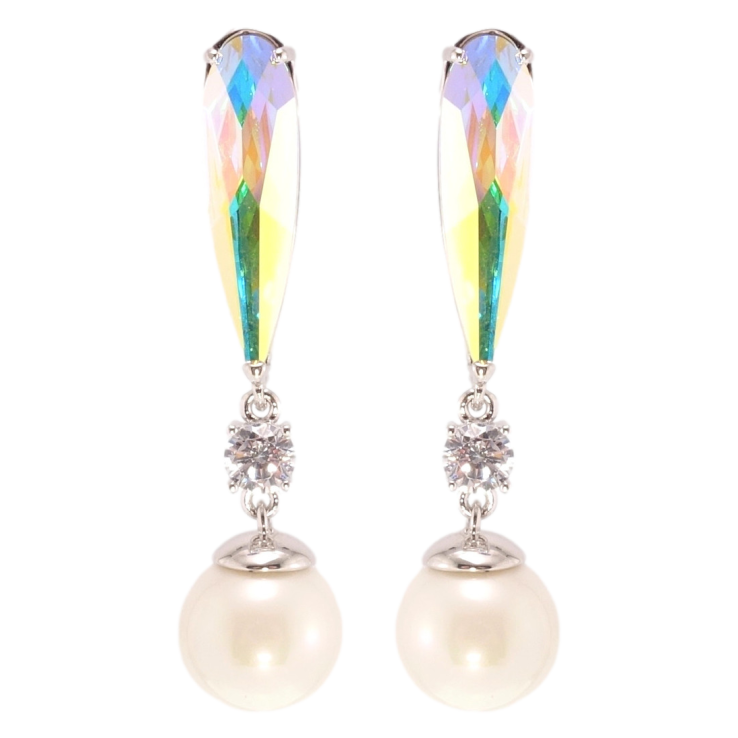 Сережки Xuping колір Родій з кристалами Swarovski пусети Підвіски з перлами та кристалом АВ ø 10мм фото №11 Сережки Xuping колір Родій з кристалами Swarovski пусети Підвіски з перлами та кристалом АВ ø 10мм фото №11