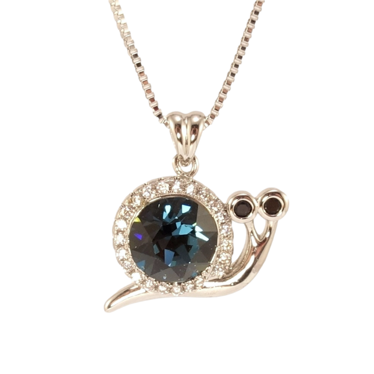Кулон Xuping колір Родій з кр-ми Swarovski на ланцюжку Равлик із кристалом Montana дл. 41-46см х 1мм фото №9 Кулон Xuping колір Родій з кр-ми Swarovski на ланцюжку Равлик із кристалом Montana дл. 41-46см х 1мм фото №9