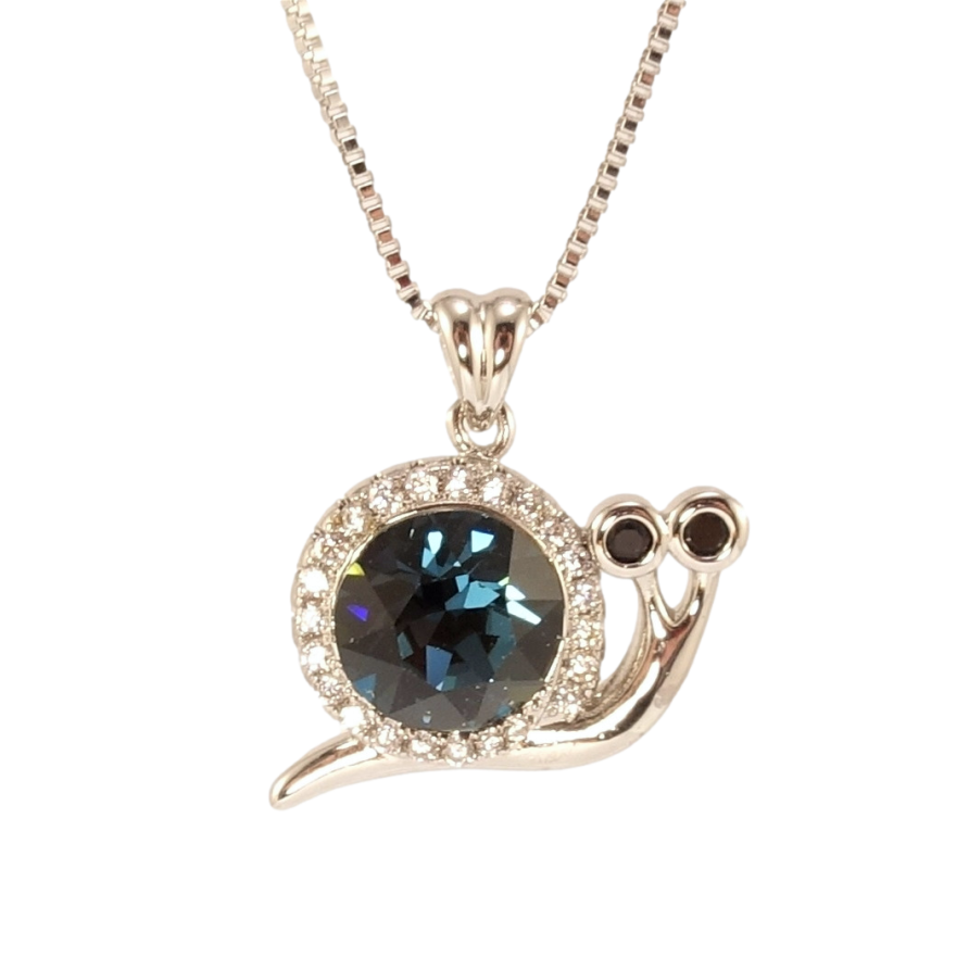 Кулон Xuping колір Родій з кр-ми Swarovski на ланцюжку Равлик із кристалом Montana дл. 41-46см х 1мм фото №1 Кулон Xuping колір Родій з кр-ми Swarovski на ланцюжку Равлик із кристалом Montana дл. 41-46см х 1мм фото №1