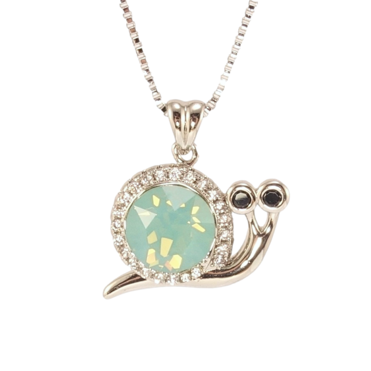Кулон Xuping колір Родій з кр-ми Swarovski на ланцюжку Равлик із кристалом Pacific Opal дл. 41-46см х 1мм фото №12 Кулон Xuping колір Родій з кр-ми Swarovski на ланцюжку Равлик із кристалом Pacific Opal дл. 41-46см х 1мм фото №12