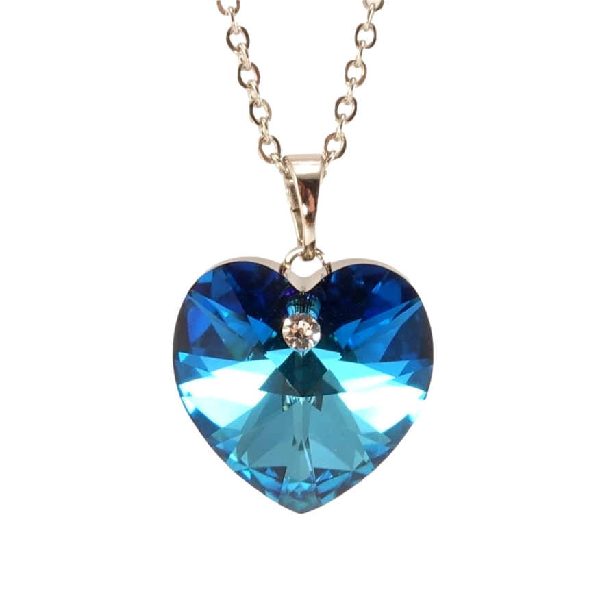Кулон Xuping колір Родій з кр-ми Swarovski на ланцюжку Кристальне серце Capri Blue дл. 41-46см х 2мм фото №1 Кулон Xuping колір Родій з кр-ми Swarovski на ланцюжку Кристальне серце Capri Blue дл. 41-46см х 2мм фото №1