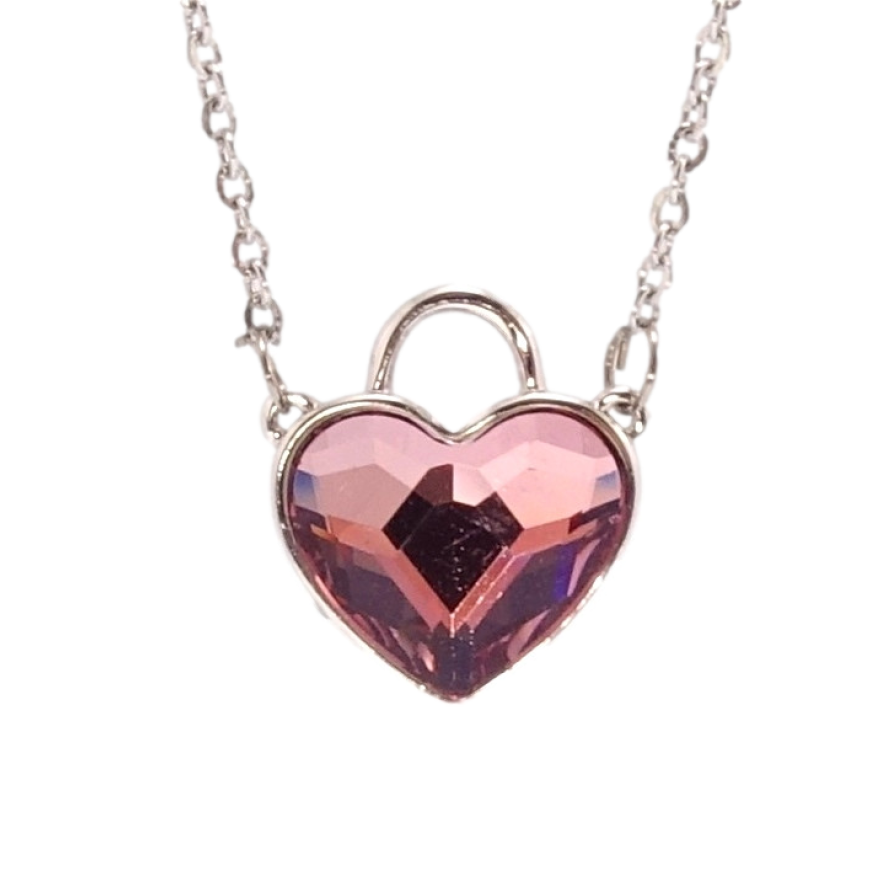 Кулон Xuping колір Родій з кр-ми Swarovski на ланцюжку Кристальне серце-замочок Amethyst дл. 41-46см х 1мм фото №1 Кулон Xuping колір Родій з кр-ми Swarovski на ланцюжку Кристальне серце-замочок Amethyst дл. 41-46см х 1мм фото №1
